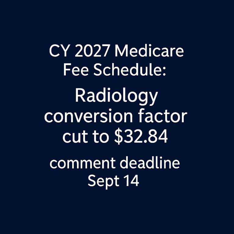 CY2027 MPFS: Radiology Pay Cut Framework