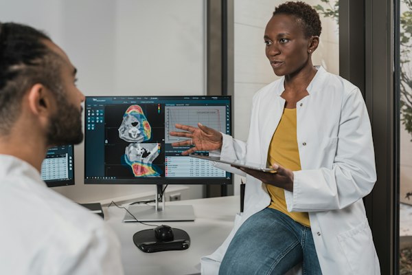 Radiologist reviewing CT lung scan